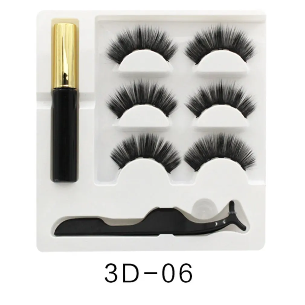 

Magnetic Fake Lashes,Imported Fiber 3 Pairs Of Five Magnet Eyelashes Set With Tweezers,Eyeliner,Magnetic False Eyelashes