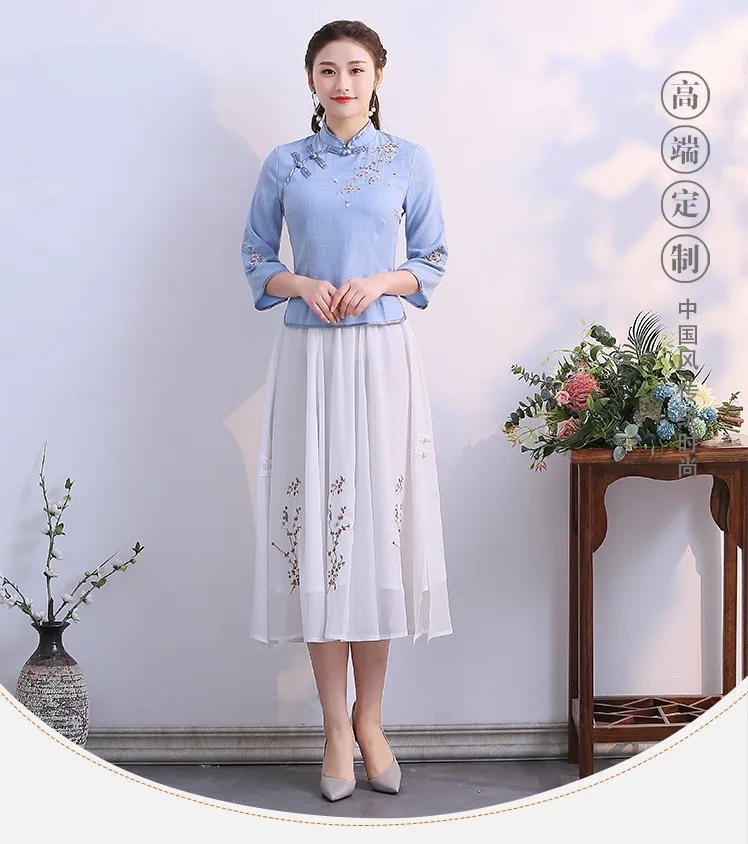 Стиль, Модный облегающий Топ Cheongsam, улучшенный китайский костюм, ретро китайский стиль, женское платье со стоячим воротником, три четверти
