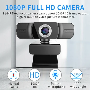 

Built In Microphone Manual Focusing HD 1080P Free Driver Recording Live Broadcasting Computer Webcam USB Connection PC Laptops