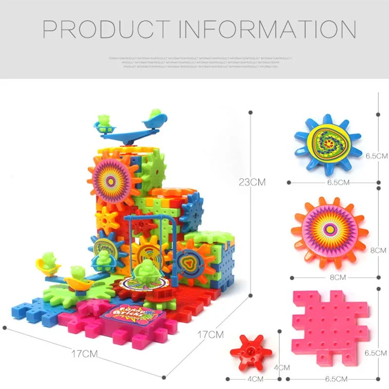 81pcs Electric Gears Building Blocks Kit Plastic 3D Puzzle Bricks s Educational Toys For Kids Children Gifts
