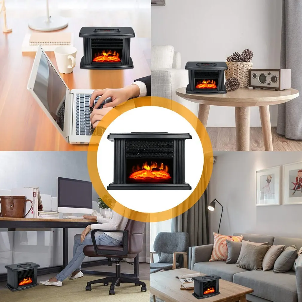 Aquecedor de lareira elétrico de 1000 W com controle remoto, decoração de chamas, espaço interno portátil, escritório doméstico_voghion.com