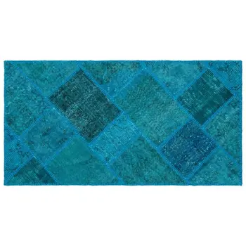 

Handmade Turquoise Vintage Overdyed Patchwork Area Rug 080x150 Cm-2'7''X4'11''