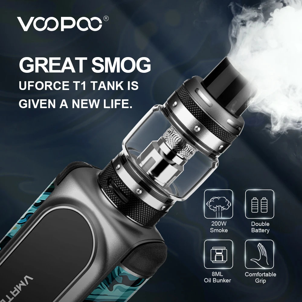  VOOPOO Vmate Vape Kit 200W Mod Box Cigarette Electronic Vaper Mods 8ml Uforce T1 Tank Atomizer no 1