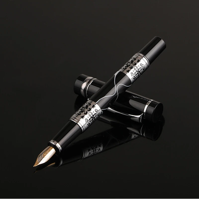 Fountain Pen Calligraphy Pen 1PC Black-Orange Silver Flower Amber 0.5mm standard Nib Fountain Pen School Supplies Calligraphy Pen Business Sign Ink