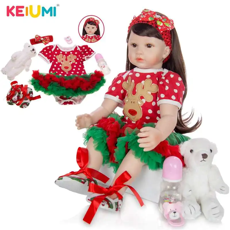 

KEIUMI 23 Inch Collectible Reborn Alive Girl Doll Whole Silicone Body 57 cm Lifelike Newborn doll Toys For Kids Christmas Gifts