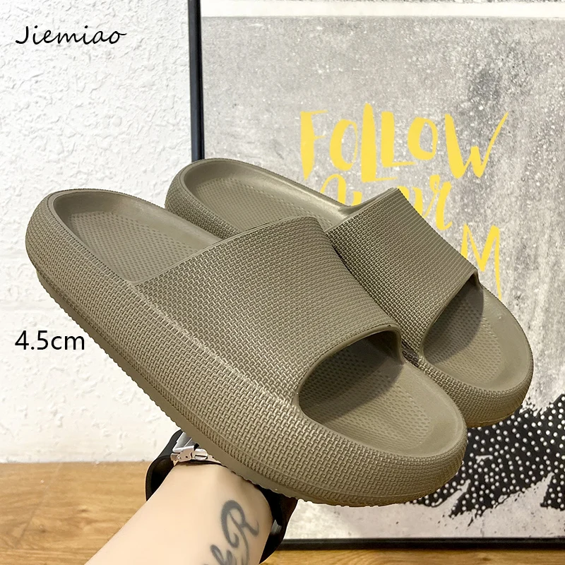 JIEMIAO 2021 Home Men Women 4.5cm Heel Platform Slippers Comfortable Thick Sole Ladies Slippers Non-slip EVA Living Room Indoor