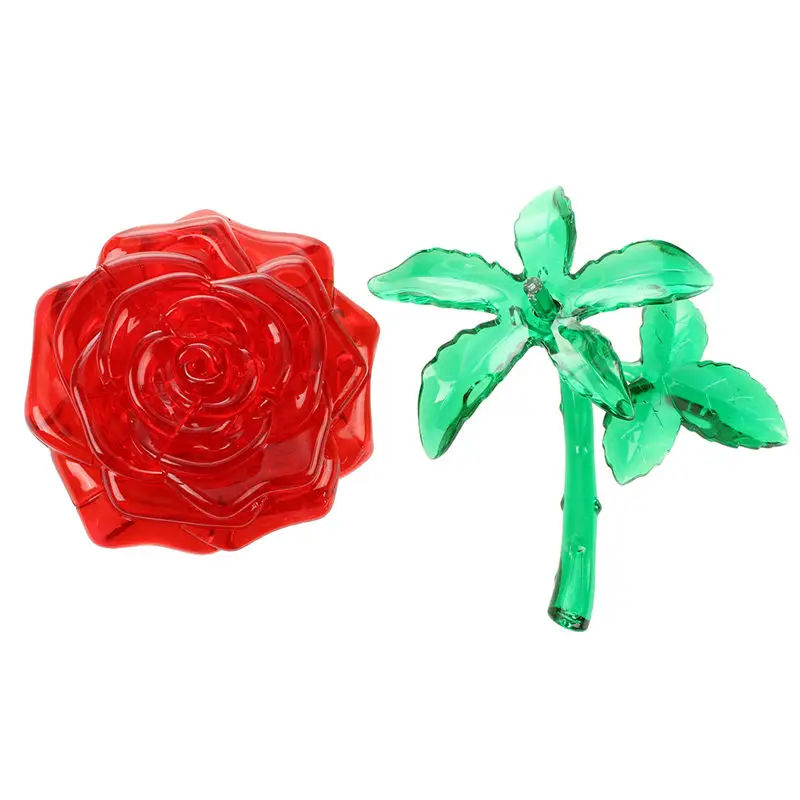 3D кристалл PuzzleBlock головоломки модель DIY Роза IQ Игрушка Отделка Подарок Гаджет желтый