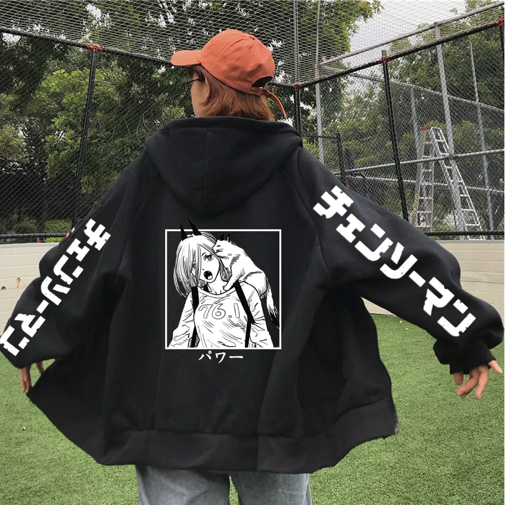 

Anime Chainsaw Man Power Graphic Zipper Hoodies Pullover Sweatshirt Unisex Male
