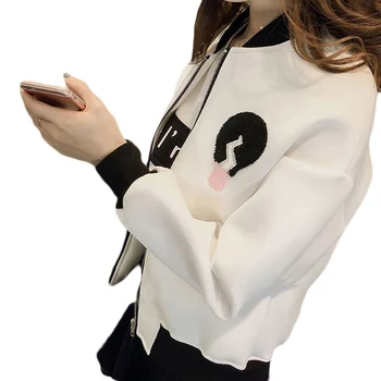 

South Korea's First Spring And Autumn Printing Loose 3D Print Decoration Casual Sports Cardigan Coats And Jackets Women