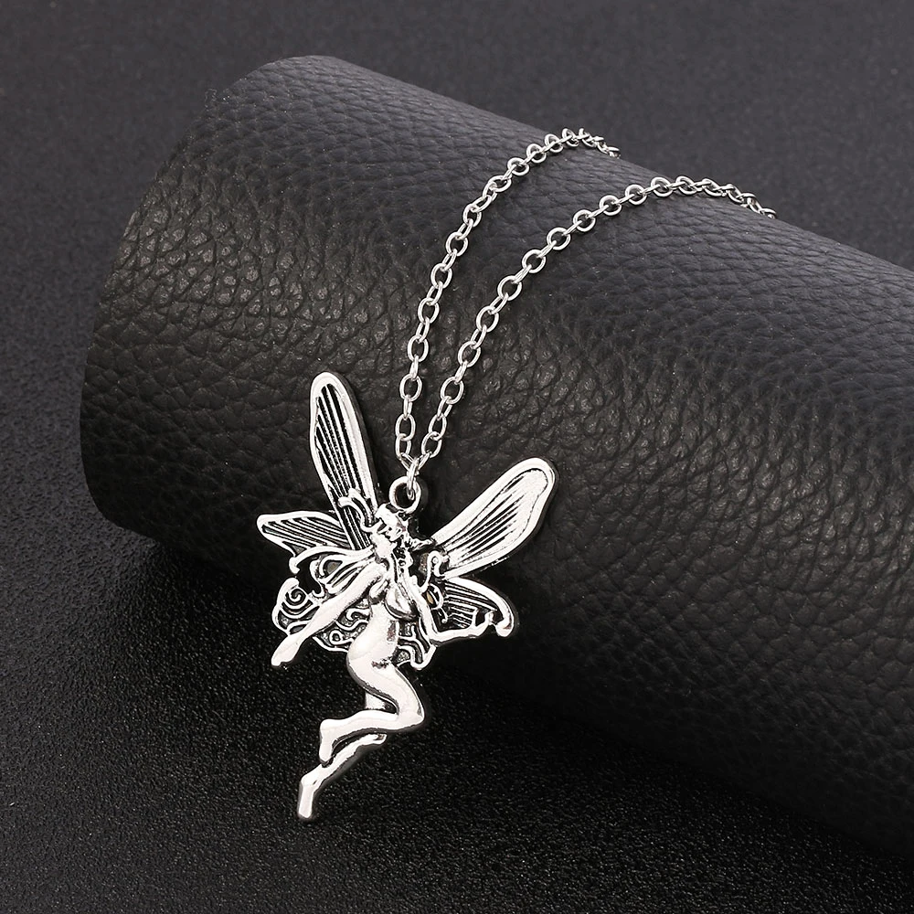 Vintage Fashion Statement Angel Fairy Pendant Necklace For Women Cross ...