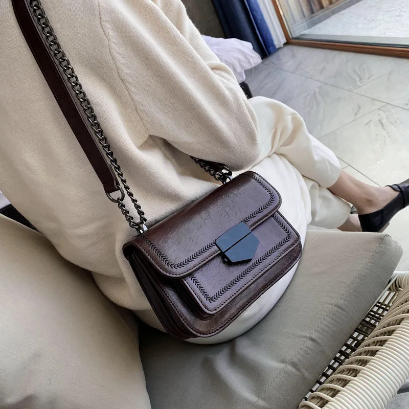 

France Non-mainstream Bag Western Style Small Bag 2020 New Style Fashion Korean-style Versatile Textured Shoulder Bag Fashion Sm