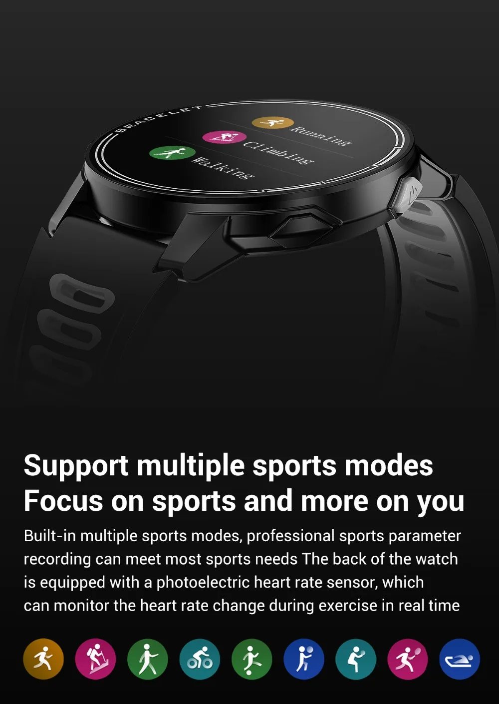 2020 New L6 Smart Watch Ip68 Waterproof Sport Men Women Fitness Tracker Heart Rate Monitor Smart Bracelet