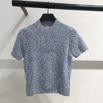 

Women O Neck Knitted Short Sweater Slim Knitted Pullover Short Sleeve Casual Knitwear 2020 New