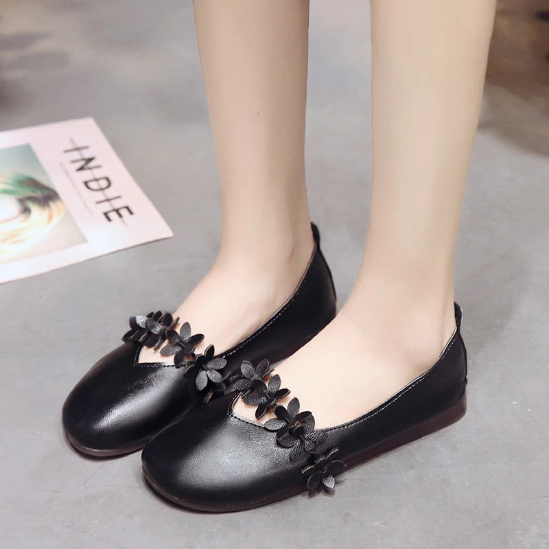 

Flat shoes women Slip-On breathable shallow mouth round head personality design casual loafers ballet shoes spring autumn W38-76