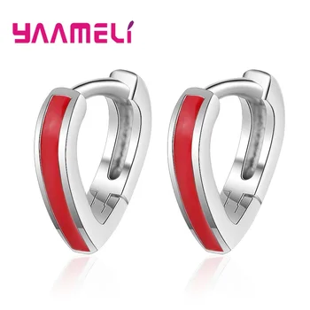 

Free Shipping Women Girl Engagement Jewelry Earrings Luxury 925 Sterling Silver with Romantic Heart Shaped Loop Pendientes Bijou