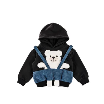 

2020 Kids Sweatshirt Fleece Lining Hooded 3 D Bear Pattern Sweet Toddler Kids Tops
