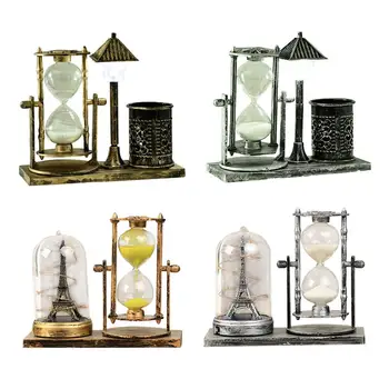 

European Retro Pen Holder Night Lamp Sand Timer Hour Meter Decoration Innovative Gift For Students