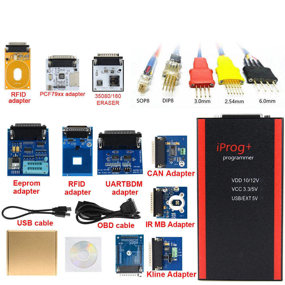 2022 V87 Iprog+ Key Programmer Support IMMO + Reset Iprog Pro Till 2019 with 11 adapter with free shipping engine temperature gauges