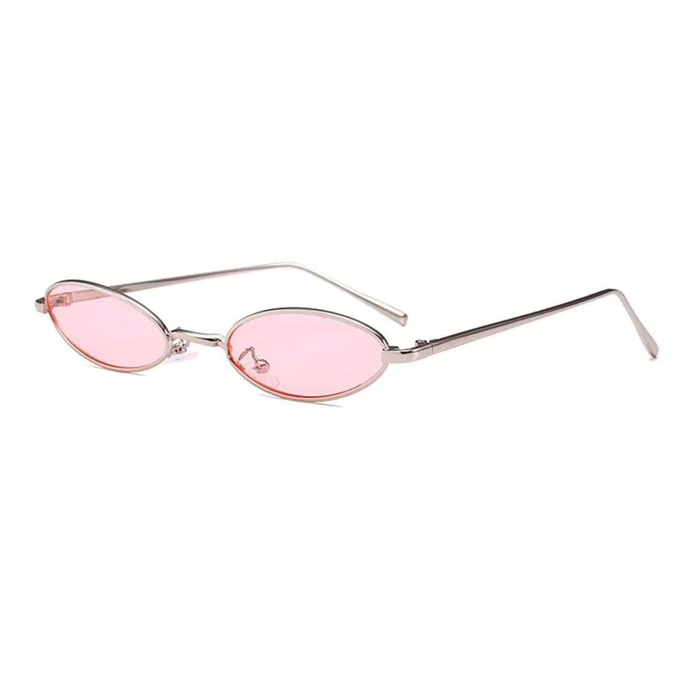 silver pink Летние трендовые дизайнерские солнцезащитные очки для женщин и мужчин, маленькие овальные модные унисекс очки с металлической оправой и УФ-защитой - Цвет оправы: silver pink