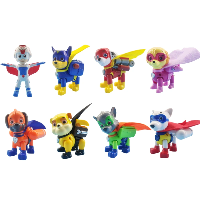 

8Pcs/set Paw Patrol Superman Apollo Rescue Dog Cartoon Model Ryder Patrols Pups Anime Action Figure Toy Child Birthday Xmas Gift