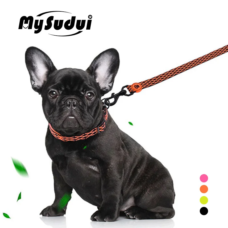 

Soft Dog Collar And Leash Set Nylon Large Small Stripe With Soft Neoprene Handle Jogging Leash For Dog Collars Leads Pet Leashes