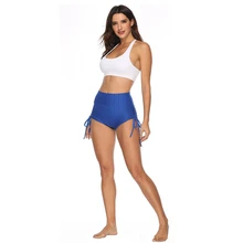 Женские ребристые бесшовные спортивные шорты для спортзала, фитнеса, йоги, шорты с боковой шнуровкой, регулируемая длина, шорты для тренировок