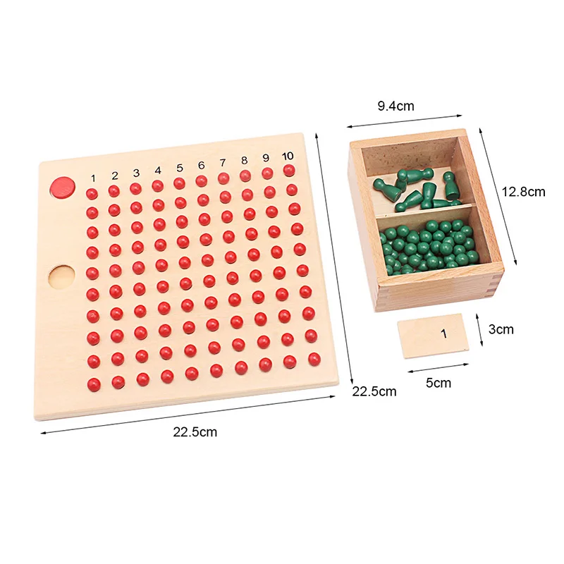 Montessori Wooden Toys Multiplication Board & Unit Division Board with Green Skittles Mathematics Toys Tables of Arithmetic Gift 6