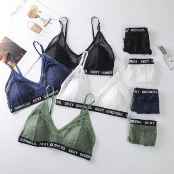 

Sitonjwly Women Bra Set Lace Sexy Underwear Transparent Push-up Bra and Panties Set Female Intimates Bralette Brassiere Briefs