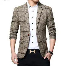 Новое поступление одежды куртка мужской костюм, пиджак в клетку Мужской Блейзер модный тонкий мужской повседневные мужские блейзеры Размер M-5XL