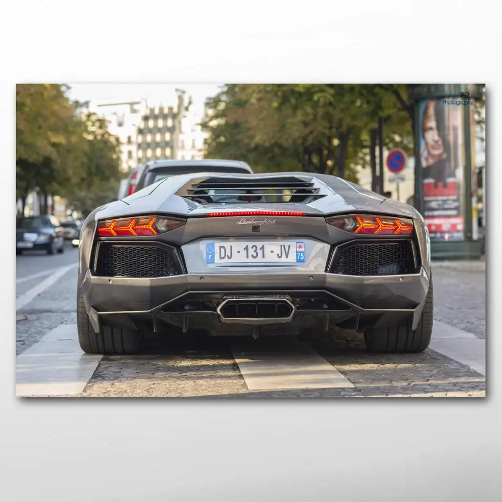 Спортивный Aventador (вид сзади) с принтом Тачки автомобиль декоративные картины на