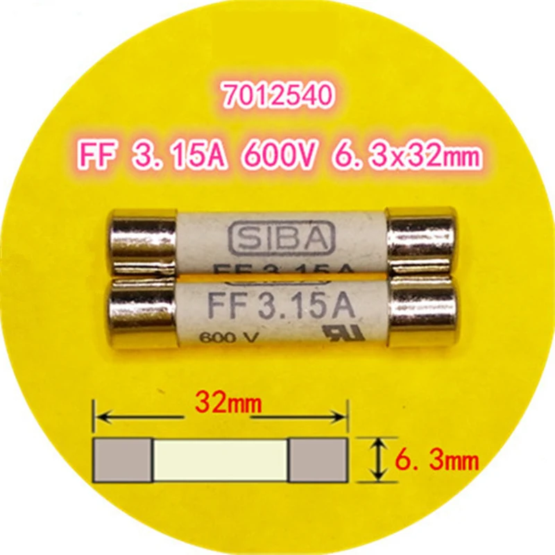 

10 pieces / lot New 6.3x32 mm 7012540 FF 3.15A AC 600V Ceramic fuse