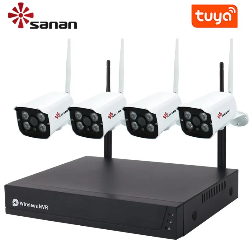 Комплект беспроводной камеры видеонаблюдения Tuya Smart Life H.265 WIFI NVR System 1080P HD Открытый