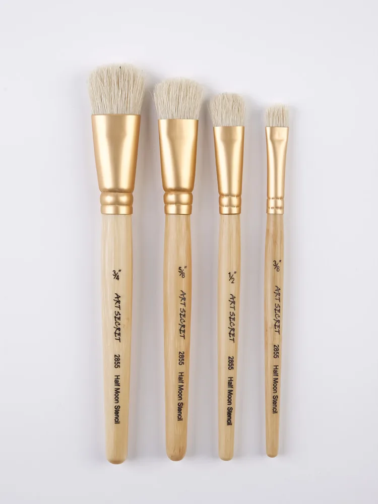 ArtSecret New Arrival 2855 Half Moon Shape Stencil Brush Bamboo