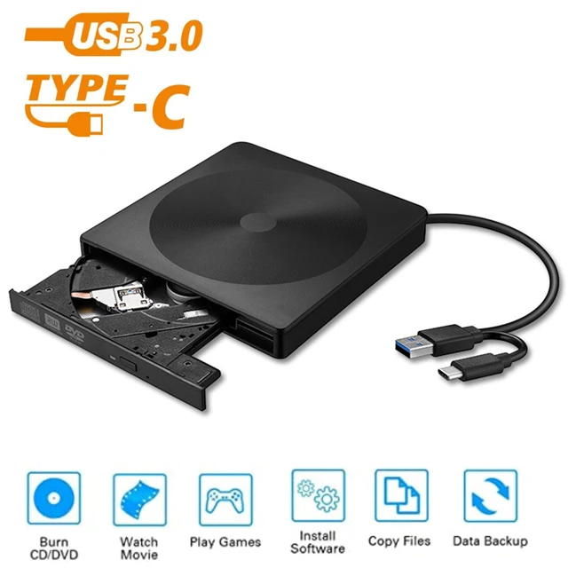 Lecteur optique externe USB de type C, lecteur DVD portable CD +/RW, lecteur  DVD pour Mac, ordinateur portable, PC Windows, CD Dean Burner Drive -  AliExpress