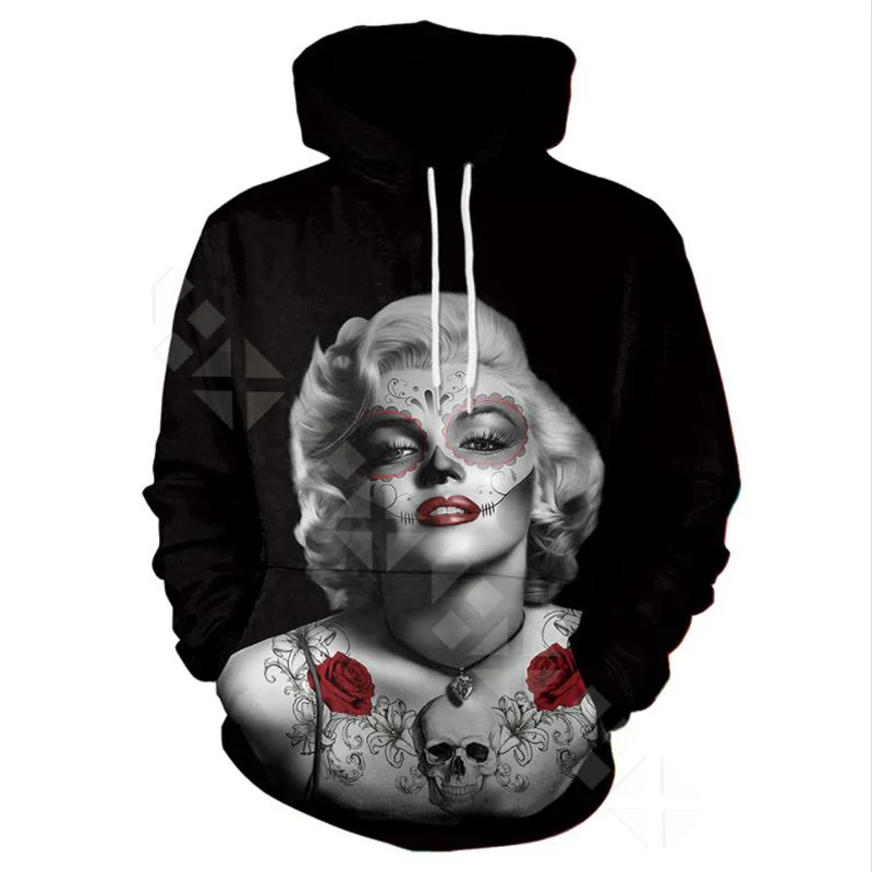 Hoodies 3 Мэрилин Монро толстовки Мужская одежда пуловер женский 3D принт мужские толстовки Ретро-топы уличная унисекс с капюшоном пальто - Цвет: Hoodies 3