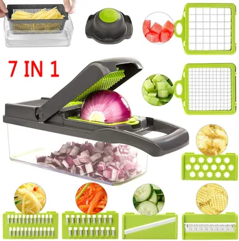 

7 In1 Vegetable Cutter Grater Slicer Carrot Potato Peeler Cheese Onion Steel Blade Mandoline Kitchen Accessories Fruit Tools