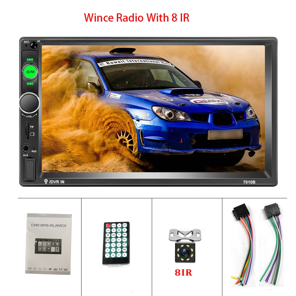 Hikity 2 Din автомобильный радиоприемник Android 8,1 7010B gps " HD Авторадио мультимедийный плеер Wifi Mirrorlink радио для hyundai Nissian Toyota - Цвет: Wince with 8 IR