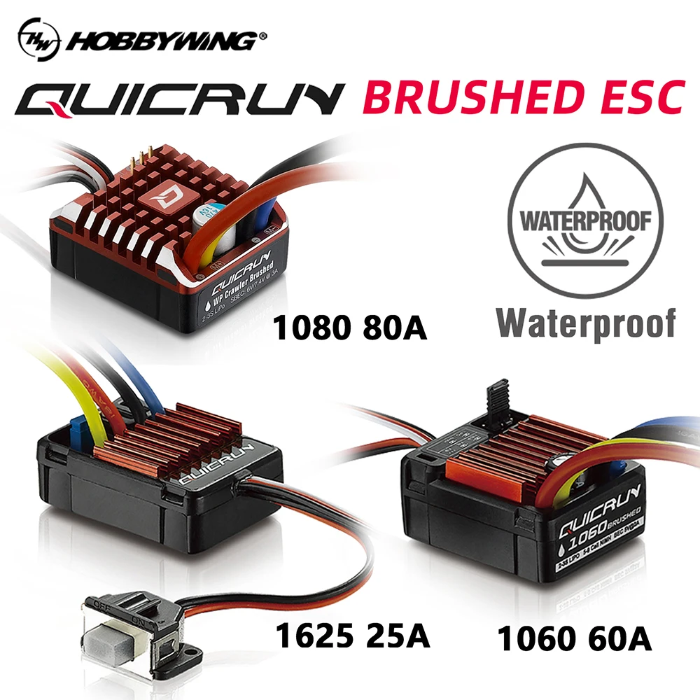 HobbyWing QuicRun 1060 60A 1625 25A Brushed Waterproof ESC 2 3S Lipo