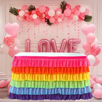 

NEW Tutu Tulle Table Skirt Elastic Mesh Tulle Tableware Tablecloth For Wedding Party Table Decoration