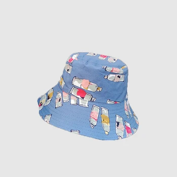 

Hat female spring and summer printing double-sided fisherman hat Japanese art fashion couple basin hat outdoor