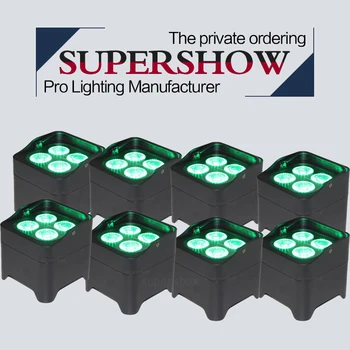 

Flight case+8pcs Remote control 4*18w RGBWA+UV 6in1 LED uplight mini battery par light for party stage