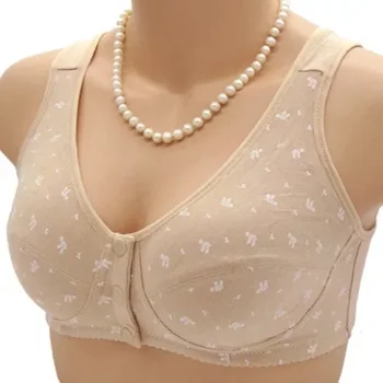 

1PC Wireless Cotton Bras for Women Mother Lingerie Lace Front Close T-Back Bra Soft Leisure Comfortble Underwear Plus Size