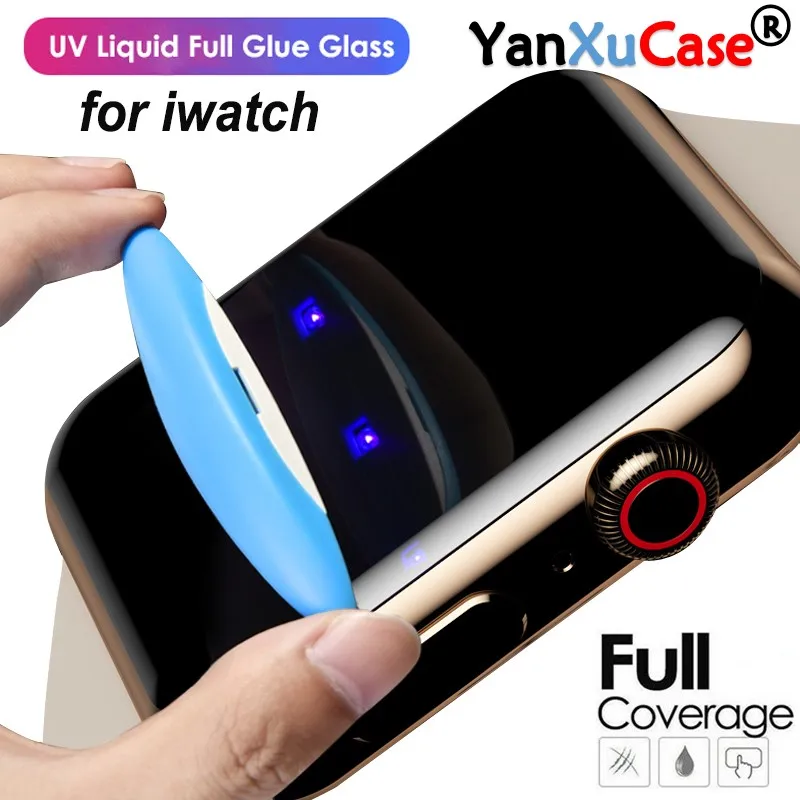US $127.68 100PcsLot Nano Liquid UV Tempered Glass For Apple Watch 38mm 42mm 40mm 44mm Screen Protector IWatch 5 4 3 2 1 Full Cover Glass