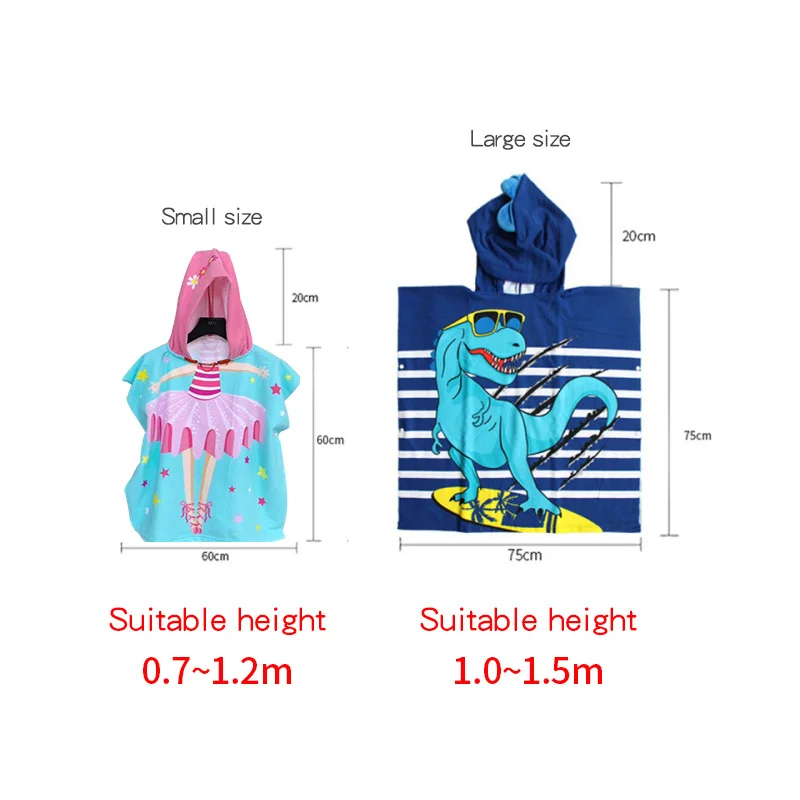 

Poncho Towel for Children Microfiber Bathrobe Kids Swimming Surf Poncho with Hood Quick Dry Absorbent Travel Sports Towels