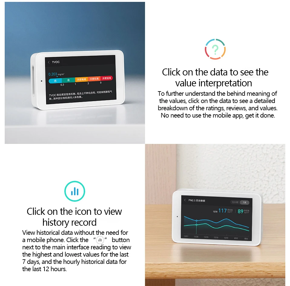 Xiaomi Mijia тестер качества воздуха 3,97-дюймовый экран дистанционного мониторинга TVOC CO2 smartmi PM2.5 измерение температуры и влажности