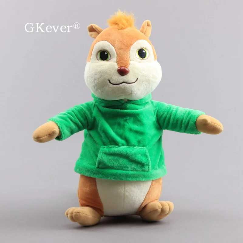 32 см фильм игрушки Элвин и бурундуки милые плюшевые куклы Chiomunks Белка мягкие игрушки подарок для детей - Цвет: Green Theodore 32cm