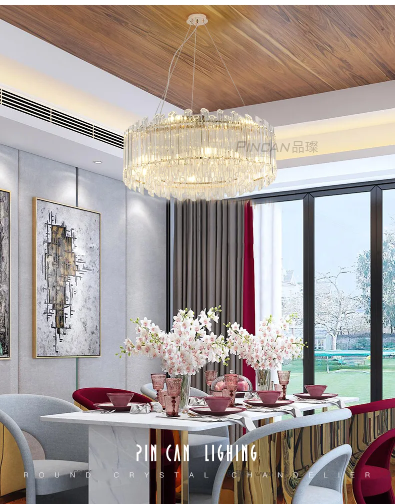 Postmodern crystal lamp living room dining room chandelier round light luxury creative personality glass home lighting