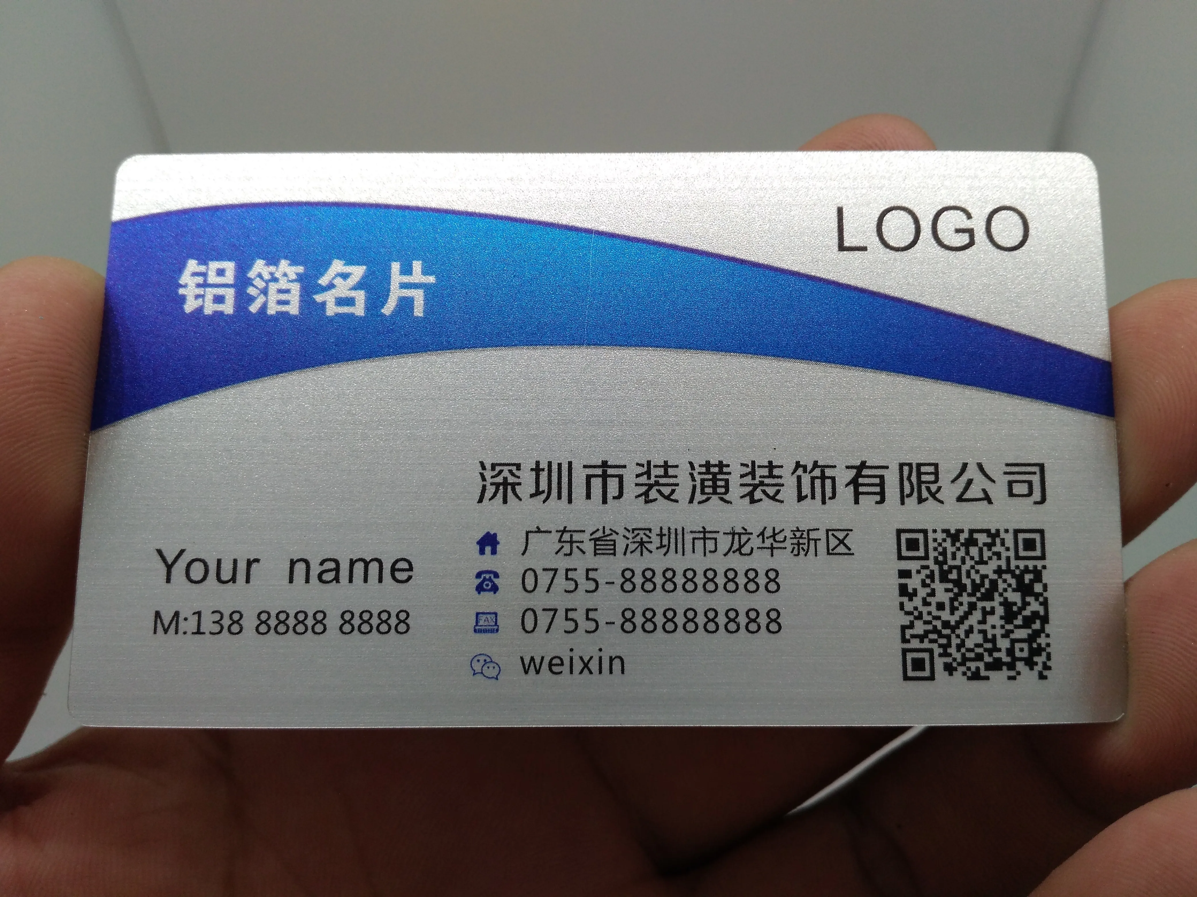 

silver foil name card printing custom/PVC business card