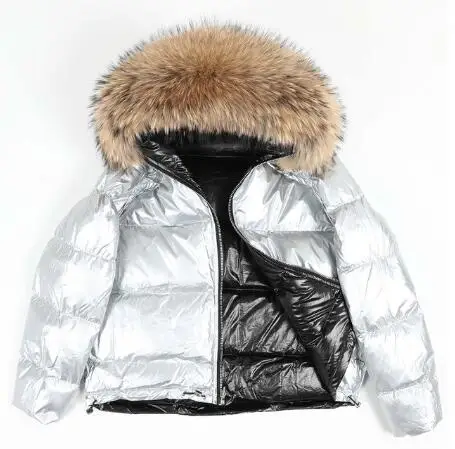 BIG COLLAR 18-25cm 9 Пальто с натуральным лисьим меховым воротником зимняя куртка женская Свободная короткая пуховая куртка белая пуховая куртка Толстая теплая пуховая парка - Цвет: BIG COLLAR 18-25cm 9