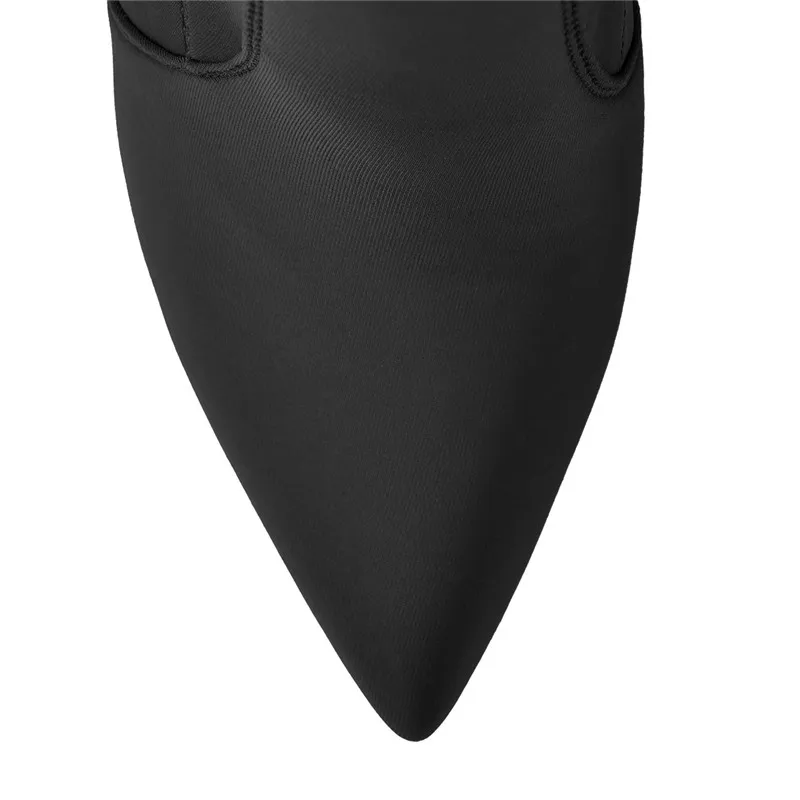 Onlymaker/черные минималистичные растягивающиеся ботильоны с острым носком на высоком массивном каблуке с молнией размера плюс US5-US15
